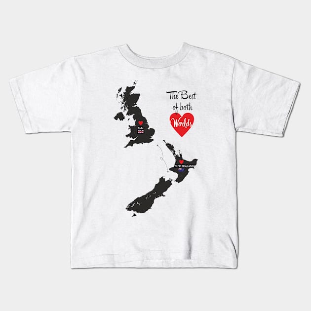 The Best of both Worlds - United Kingdom - New Zealand Kids T-Shirt by YooY Studio